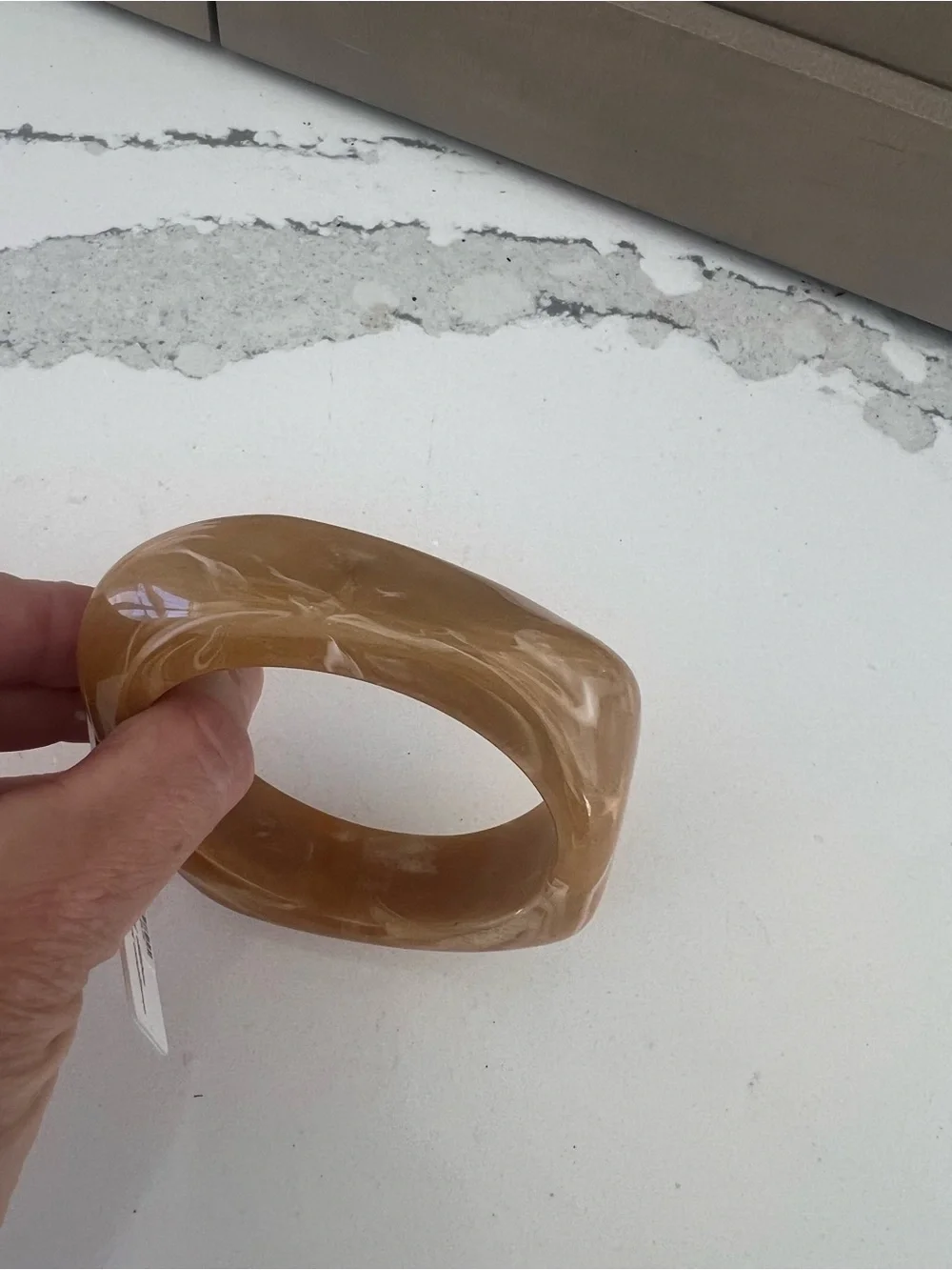 Garden Party Square Resin Bangle Bracelet - Honey Amber
